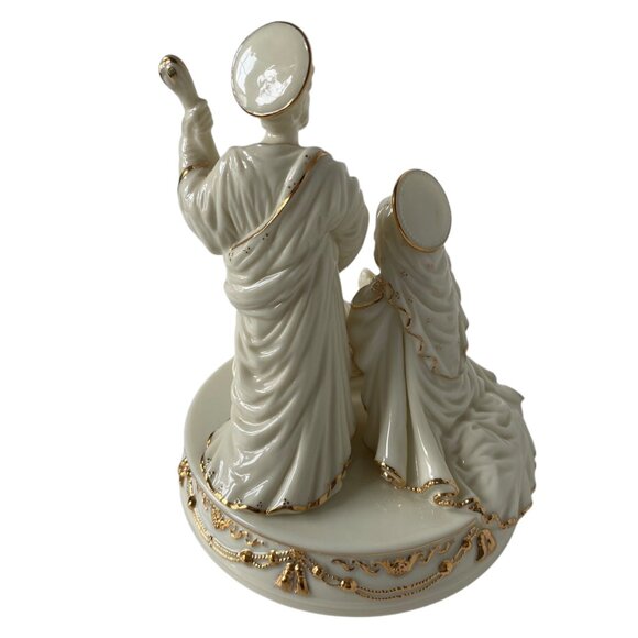 San Francisco Music Box Co Ceramic Nativity Scene Gold Silent Night Christmas - Picture 3 of 11